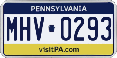 PA license plate MHV0293