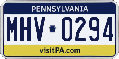 PA license plate MHV0294
