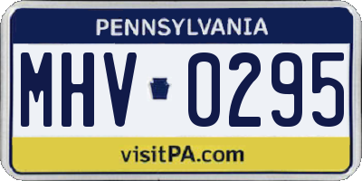 PA license plate MHV0295