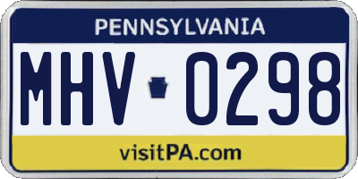 PA license plate MHV0298
