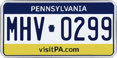 PA license plate MHV0299