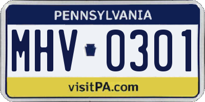 PA license plate MHV0301