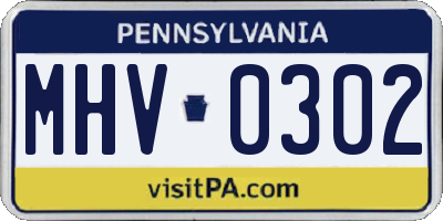 PA license plate MHV0302