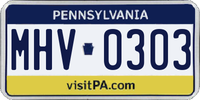 PA license plate MHV0303