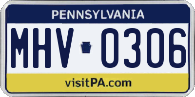 PA license plate MHV0306