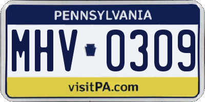 PA license plate MHV0309