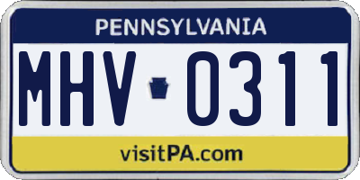 PA license plate MHV0311