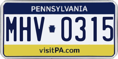 PA license plate MHV0315