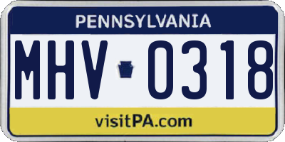 PA license plate MHV0318