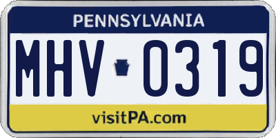 PA license plate MHV0319