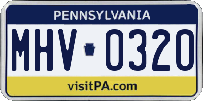 PA license plate MHV0320