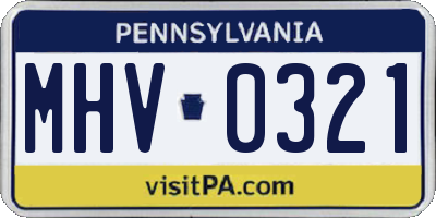 PA license plate MHV0321