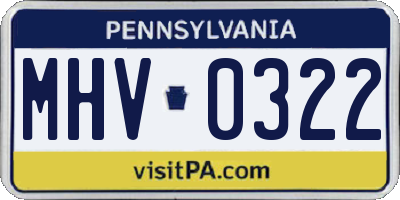 PA license plate MHV0322