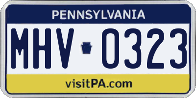 PA license plate MHV0323
