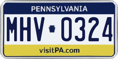 PA license plate MHV0324