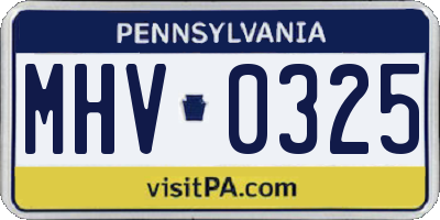 PA license plate MHV0325