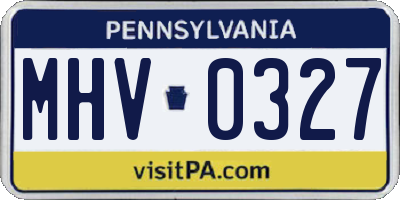 PA license plate MHV0327