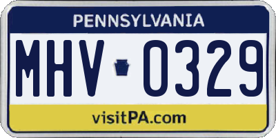 PA license plate MHV0329