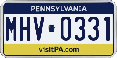PA license plate MHV0331