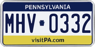 PA license plate MHV0332