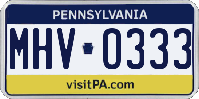 PA license plate MHV0333