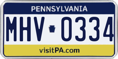 PA license plate MHV0334