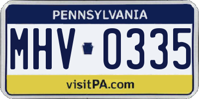 PA license plate MHV0335
