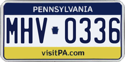 PA license plate MHV0336