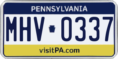 PA license plate MHV0337