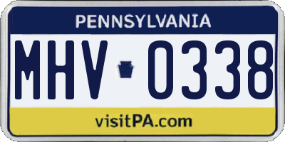 PA license plate MHV0338