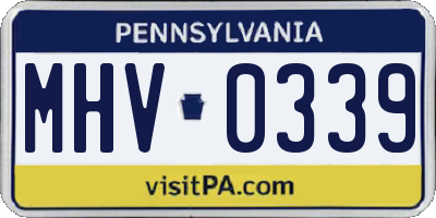 PA license plate MHV0339