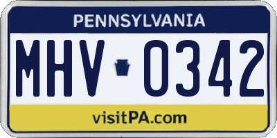PA license plate MHV0342