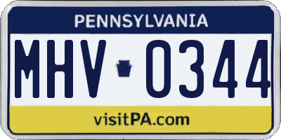PA license plate MHV0344