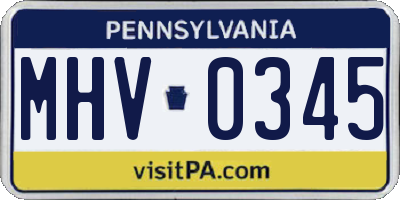 PA license plate MHV0345