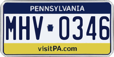 PA license plate MHV0346