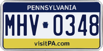 PA license plate MHV0348