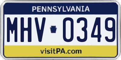 PA license plate MHV0349