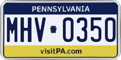 PA license plate MHV0350