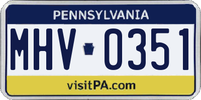 PA license plate MHV0351