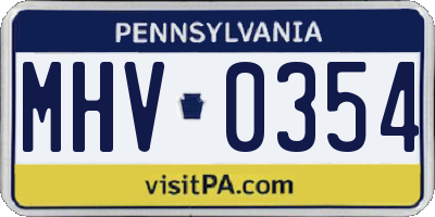 PA license plate MHV0354