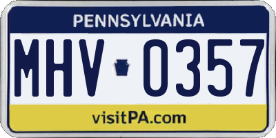 PA license plate MHV0357