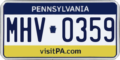 PA license plate MHV0359