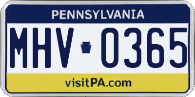 PA license plate MHV0365