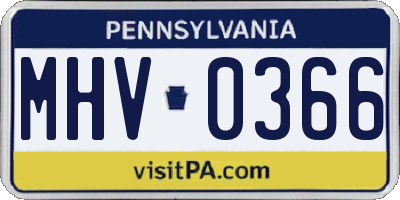 PA license plate MHV0366