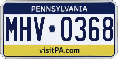 PA license plate MHV0368