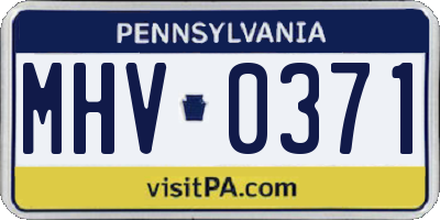 PA license plate MHV0371