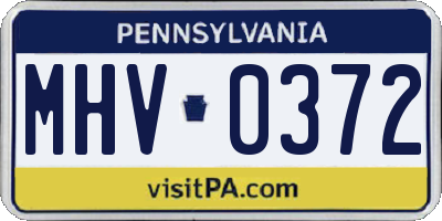 PA license plate MHV0372