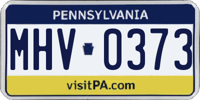 PA license plate MHV0373