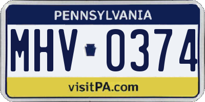 PA license plate MHV0374