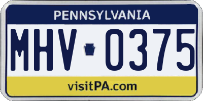 PA license plate MHV0375